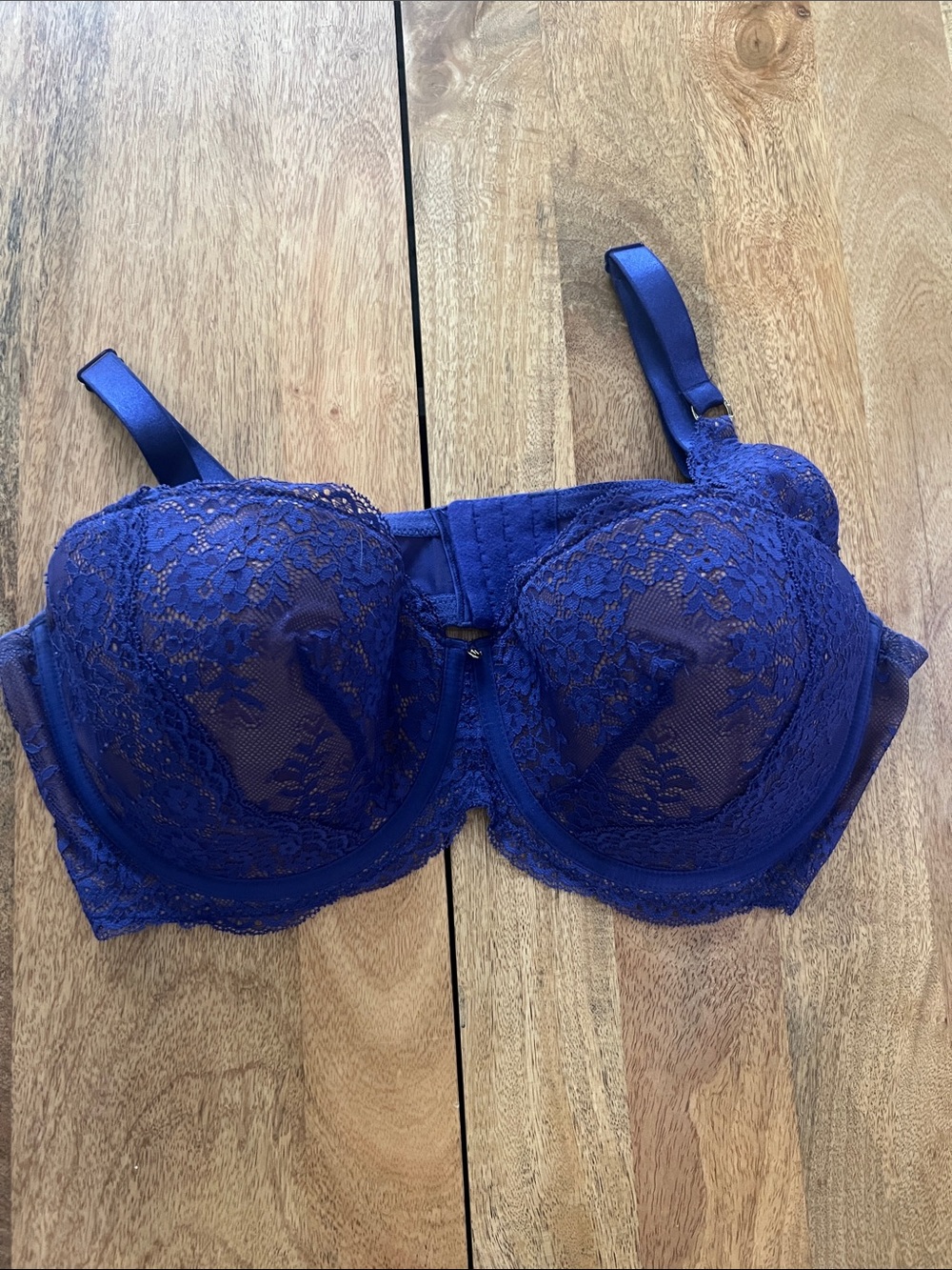 Adore Me Royal Blue Lace Balconette Underwire Bra - 40DDD